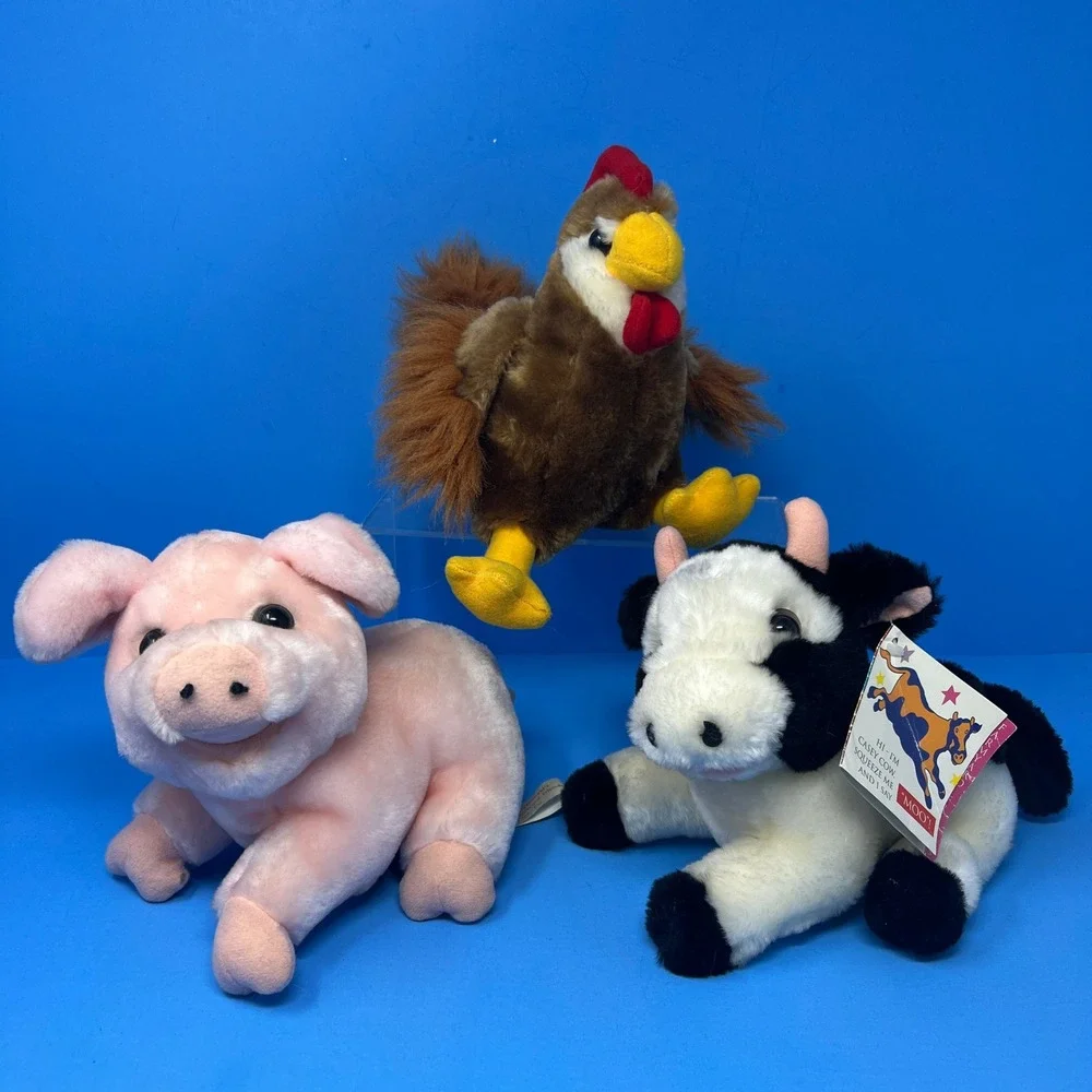 Old Macdonald's Farmyard Friends Stuffed Animals Lot Pig Cow Rooster 1993